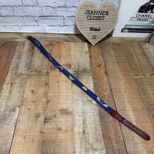 Smathers & Branson Belt Needlepoint & Leather Rifle Baseball Fish Flawed*